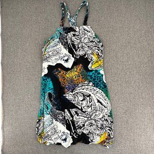 Ocean Blue Mini Dress Braided Straps Medium Lined Teal White Black Yellow orange